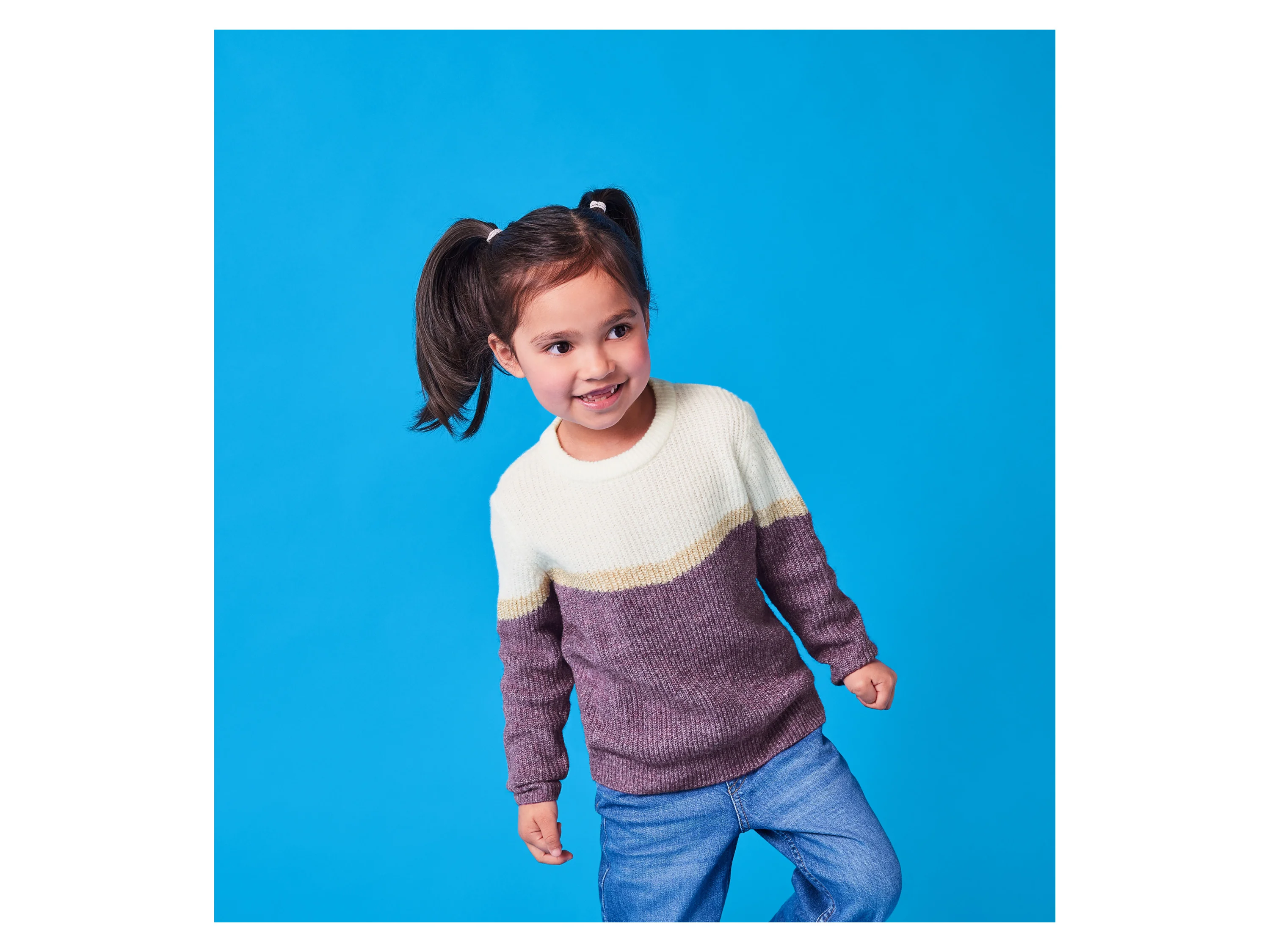 LUPILU® Kinder-Grobstrickpullover (lila/weiß, 110/116) – Bild 2 von 4