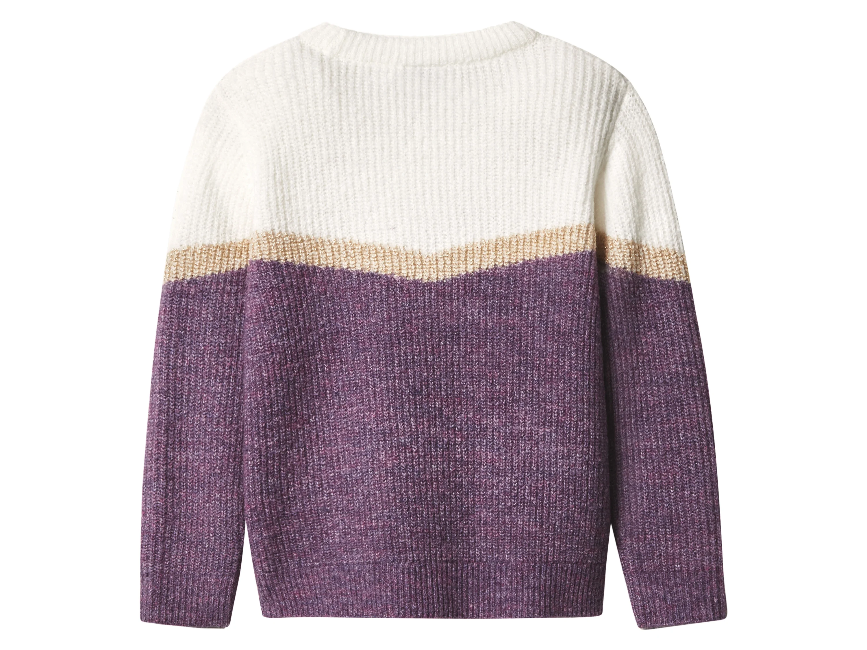 LUPILU® Kinder-Grobstrickpullover (lila/weiß, 110/116) – Bild 3 von 4