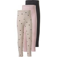 LUPILU® Kinder Leggings, 3 Stück (rosa/beige/grau, 122/128)
