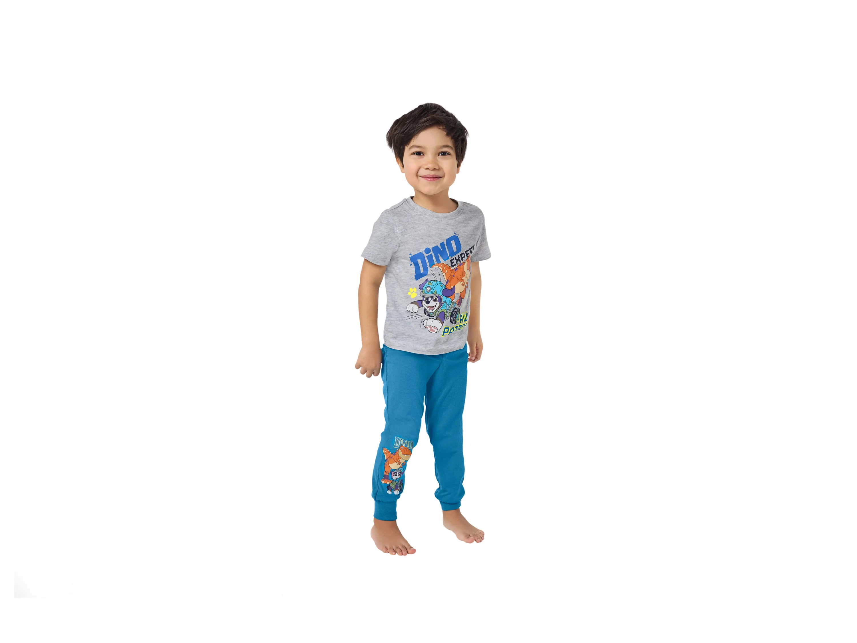 LUPILU® Kinder Pyjama (grau/blau, 98/104) – Bild 2 von 4