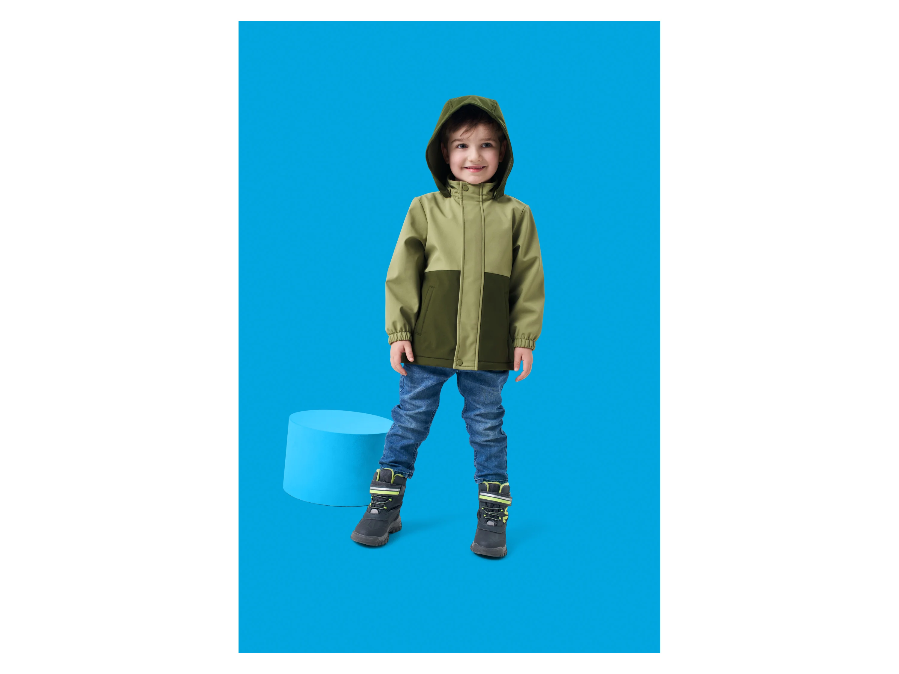 LUPILU® Kinder Softshelljacke mit Farbwechsel bei Regen (Grün, 122/128) – Bild 2 von 4