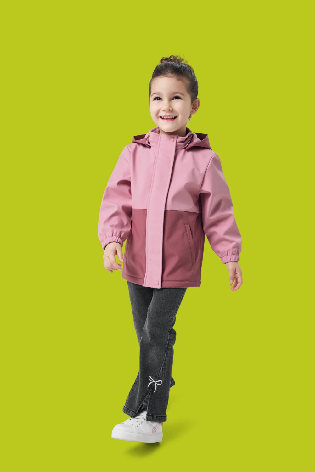 LUPILU® Kinder Softshelljacke mit Farbwechsel bei Regen (Rosa, 122/128) – Bild 2 von 4