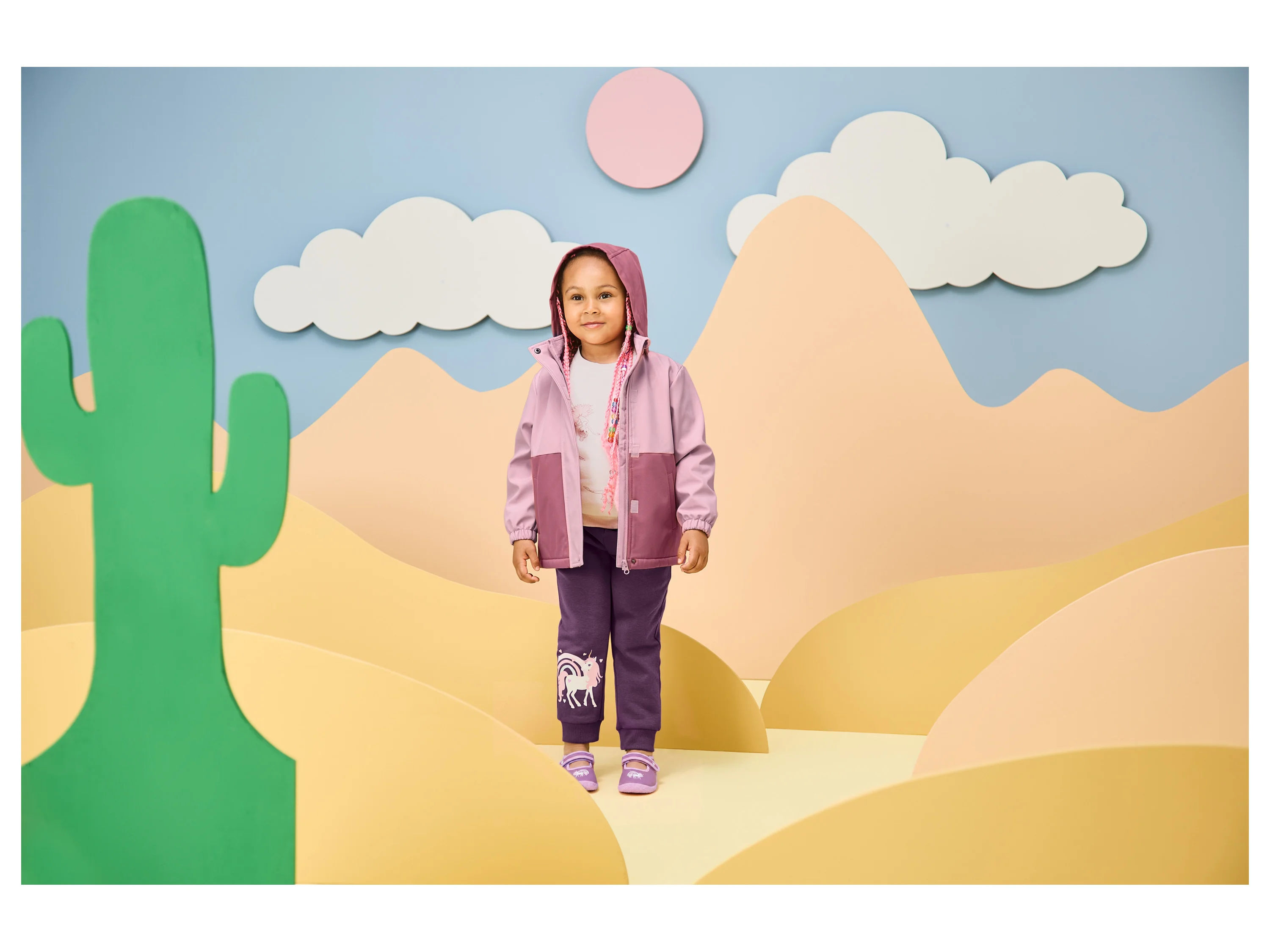 Kinder Softshelljacke mit Farbwechsel bei Regen (Rosa, 110/116) – Bild 3 von 4