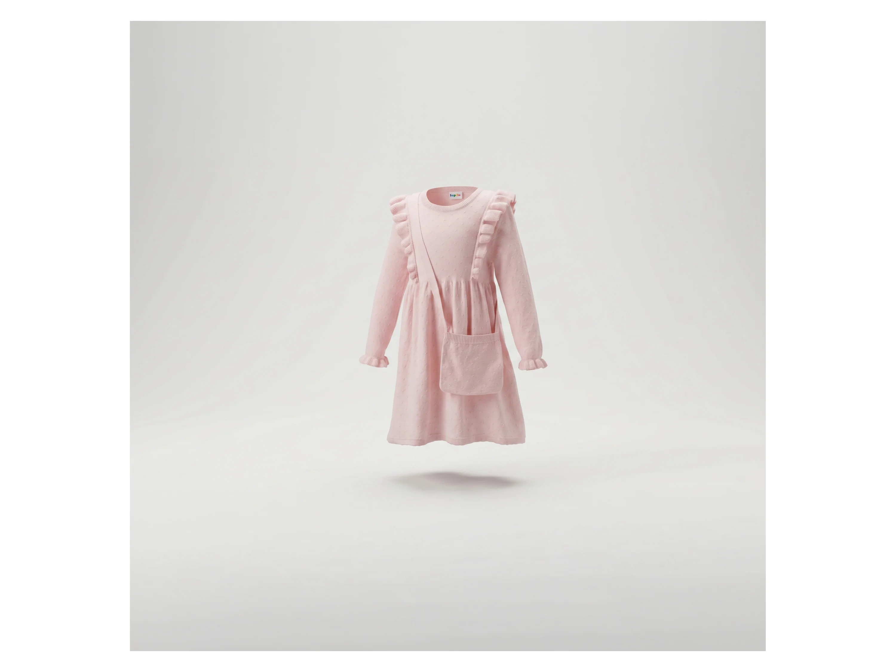 LUPILU® Kinder Strickkleid mit Tasche (Pink, 110/116) – Bild 4 von 4