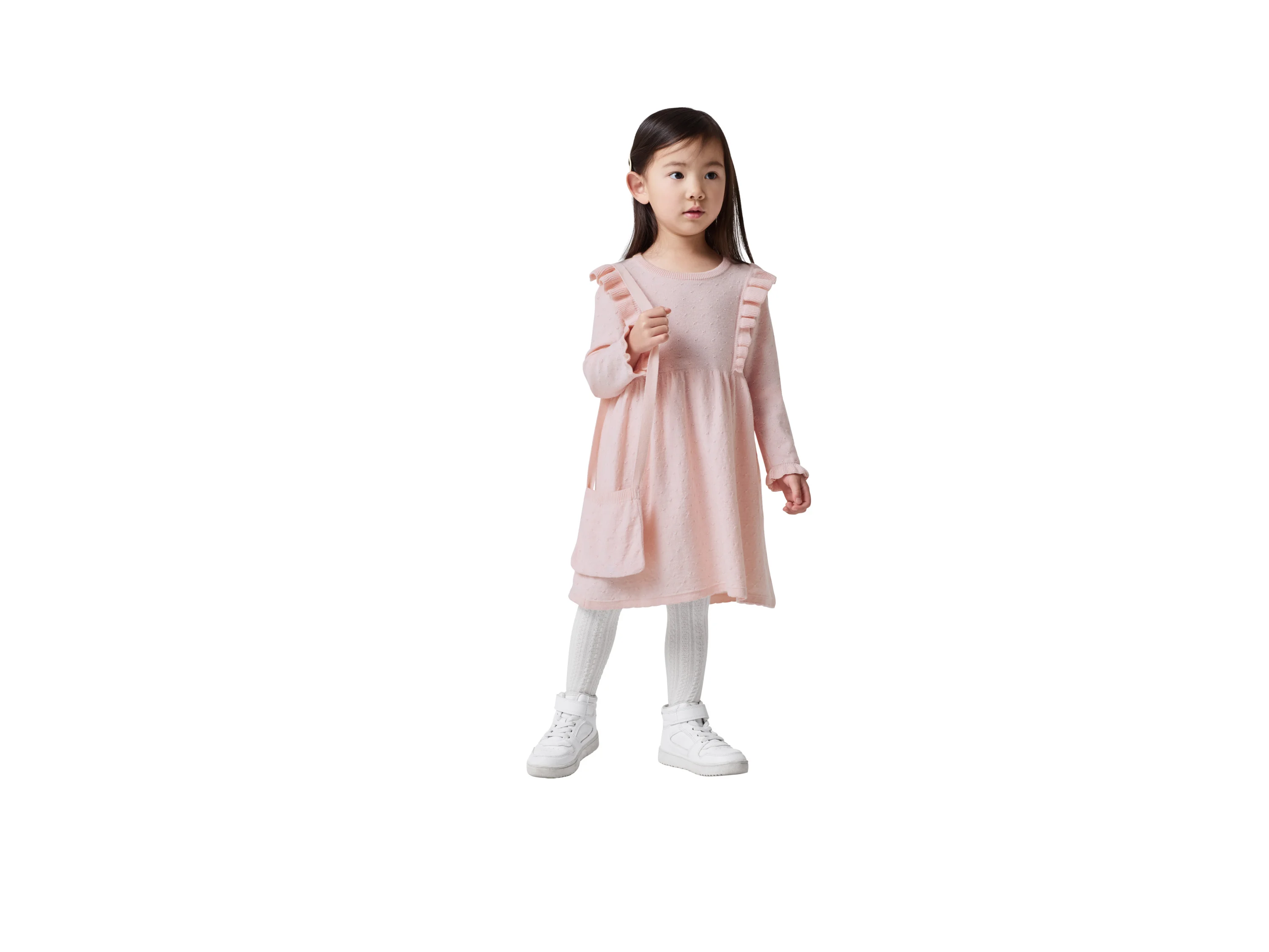 LUPILU® Kinder Strickkleid mit Tasche (Pink, 98/104) – Bild 2 von 4