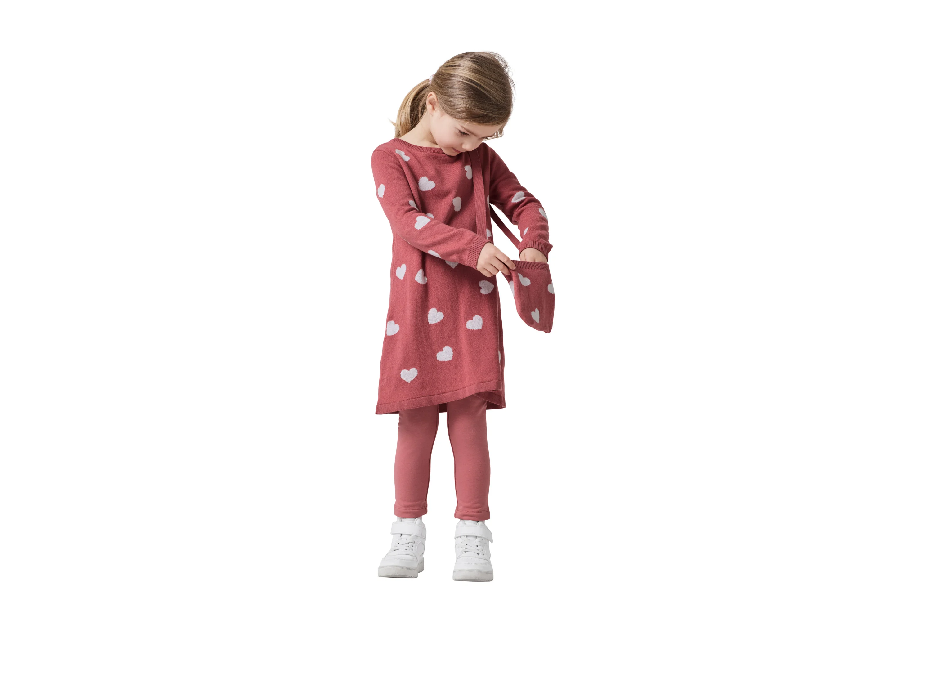 LUPILU® Kinder Strickkleid mit Tasche (Rosa, 110/116) – Bild 2 von 3