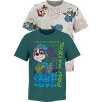 LUPILU® Kinder T-Shirts, 2 Stück (Grün/Weiß, 98/104)