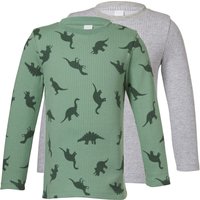 LUPILU® Kinder-Thermo-Langarmshirt, 2 Stück (grün/hellgrau, 110/116)