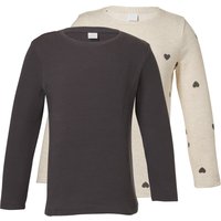 LUPILU® Kinder-Thermo-Langarmshirt, 2 Stück (beige/dunkelgrau, 110/116)