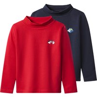 LUPILU® Kinder Thermo-Langarmshirts, 2 Stück (navy/rot, 86/92)