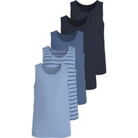 LUPILU® Kinder Unterhemd, 5 Stück (gemustert/navy/blau, 98/104)
