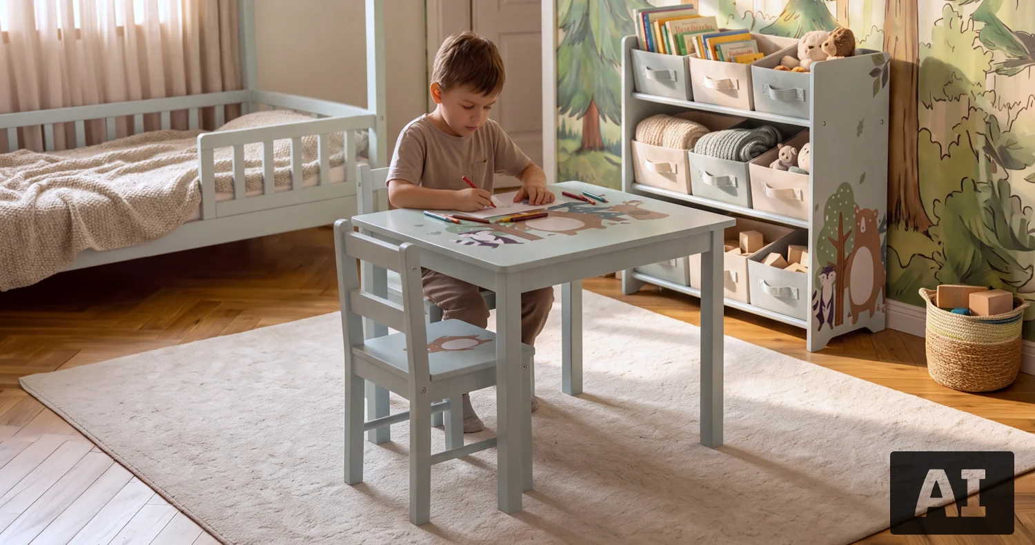 LUPILU® Kindertisch mit 2 Stühlen – Bild 2 von 4