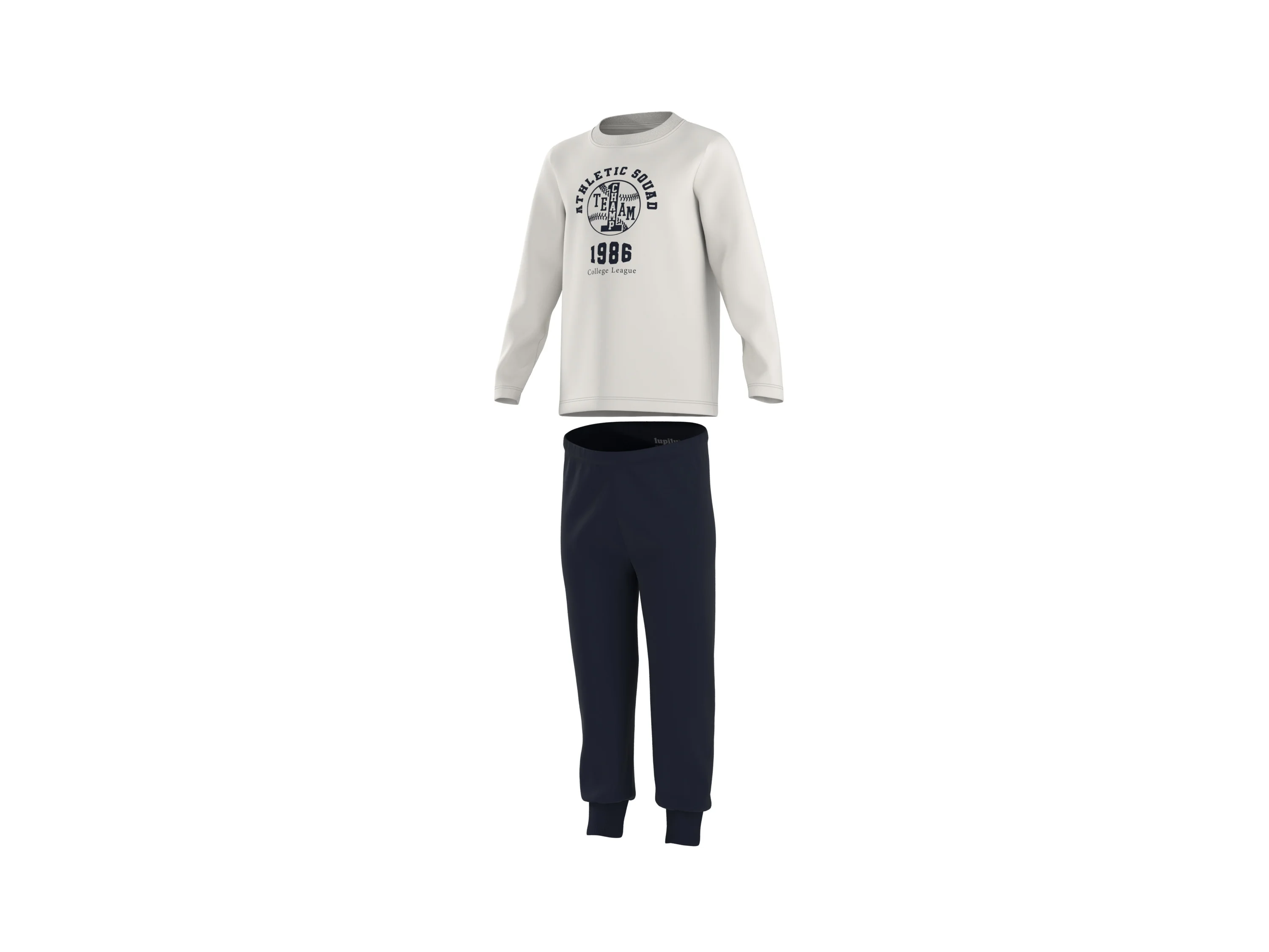 LUPILU® Kleinkinder Pyjama (weiß/navy, 122/128) – Bild 4 von 4