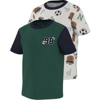 LUPILU® Kleinkinder T-Shirt, 2 Stück (Bär/grün, 110/116)