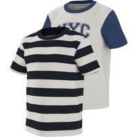 LUPILU® Kleinkinder T-Shirt, 2 Stück (Streifen/blau, 122/128)