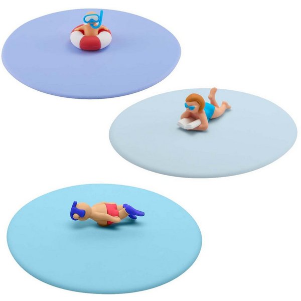 Lurch Glas Glasabdeckung Glas Deckel Beach Mix 3er Set aus Silikon, Silikon