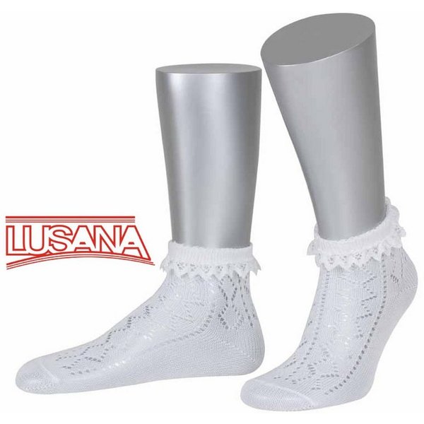 Lusana Trachtensocken Ajoursöckchen mit Spitze