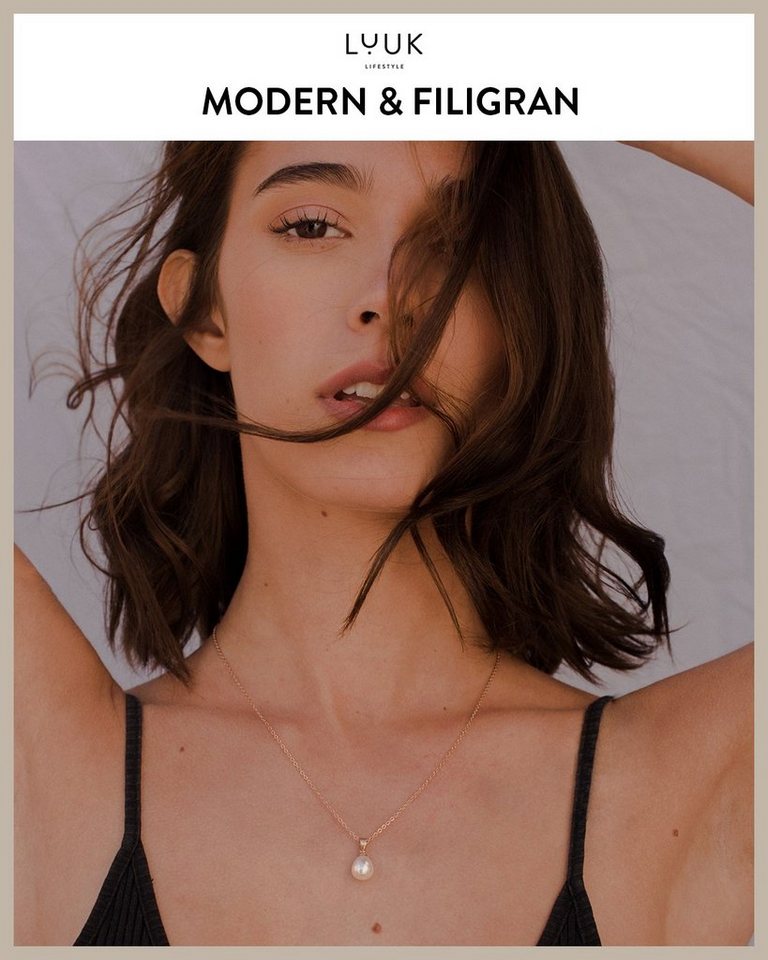 LUUK LIFESTYLE Kette mit Anhänger Perle, HAPPINESS Geschenkkarte für Frauen, Festivalschmuck – Bild 2 von 5