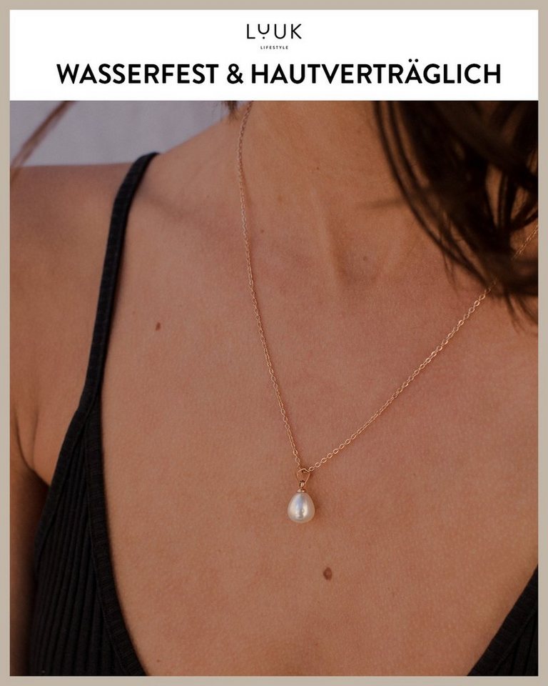 LUUK LIFESTYLE Kette mit Anhänger Perle, HAPPINESS Geschenkkarte für Frauen, Festivalschmuck – Bild 3 von 5
