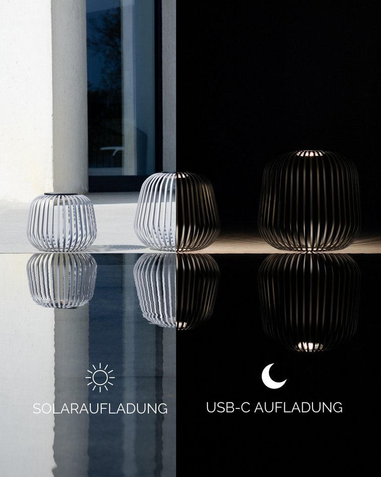 LUUK Studio LED Solarleuchte SOLIS, LED fest integriert, warmweißes Licht (2700 K), Tageslichtweiß, Kabellose LED Laterne mit herausnehmbaren Solarmodul – Bild 4 von 5