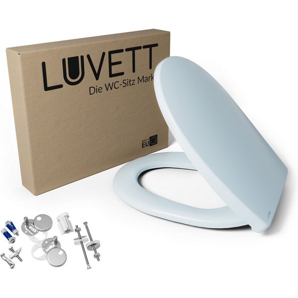 LUVETT WC-Sitz C100 mit Absenkautomatik, Duroplast sanitär, Universelle O-Form (Komplett-Set, Inklusive 3 Befestigungsarten), mit Original SoftClose® Absenkauto
