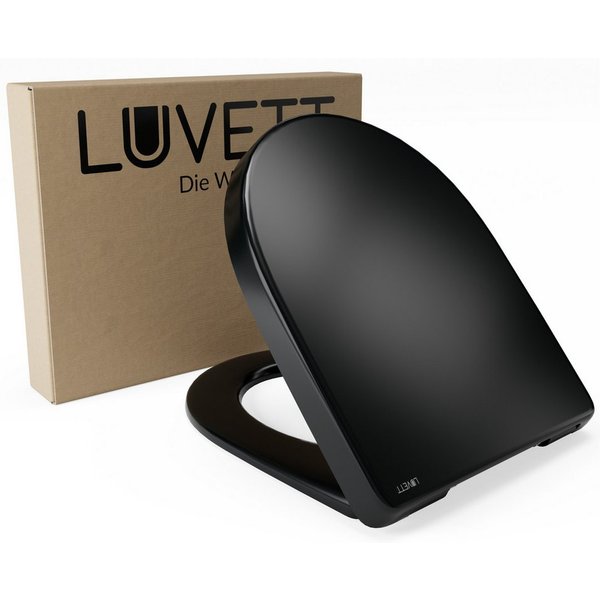 LUVETT WC-Sitz D140 Softclose Absenkautomatik, Duroplast, Geberit Renova Icon, D-Form (2 Montagevarianten von oben), mit Original SoftClose® Absenkautomatik, Du
