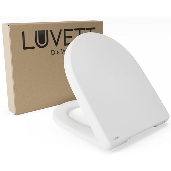 LUVETT WC-Sitz D140 Softclose Absenkautomatik, Duroplast, Geberit Renova Icon, D-Form (2 Montagevarianten von oben), mit Original SoftClose® Absenkautomatik, Du
