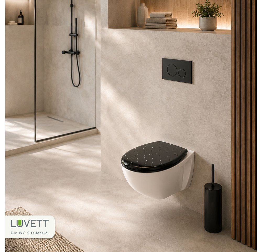 LUVETT WC-Sitz Glitzer S100 Diamant Design Softclose Absenkautomatik Duroplast O-Form (Inklusive 3 Befestigungsarten), mit Original SoftClose® Absenkautomatik,  – Bild 5 von 5