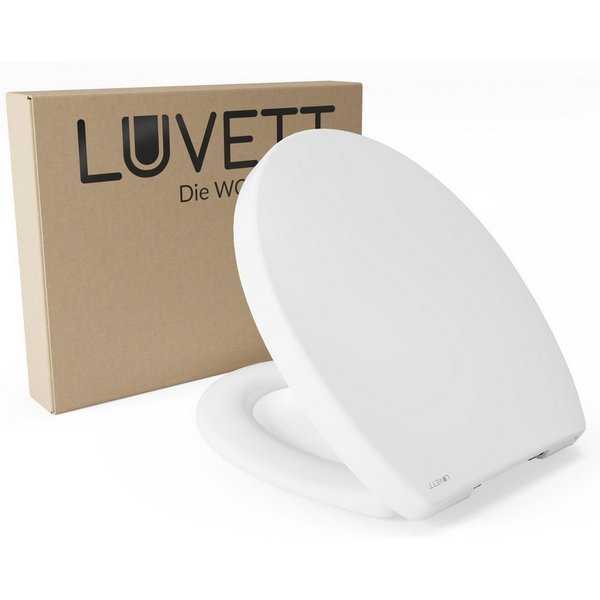 LUVETT WC-Sitz Premium, Softclose, Absenkautomatik, Sanitär, Oval D-Form Eckig (Inklusive 3 Befestigungsarten), mit Absenkautomatik, Wrap-Over, Duroplast, Deuts