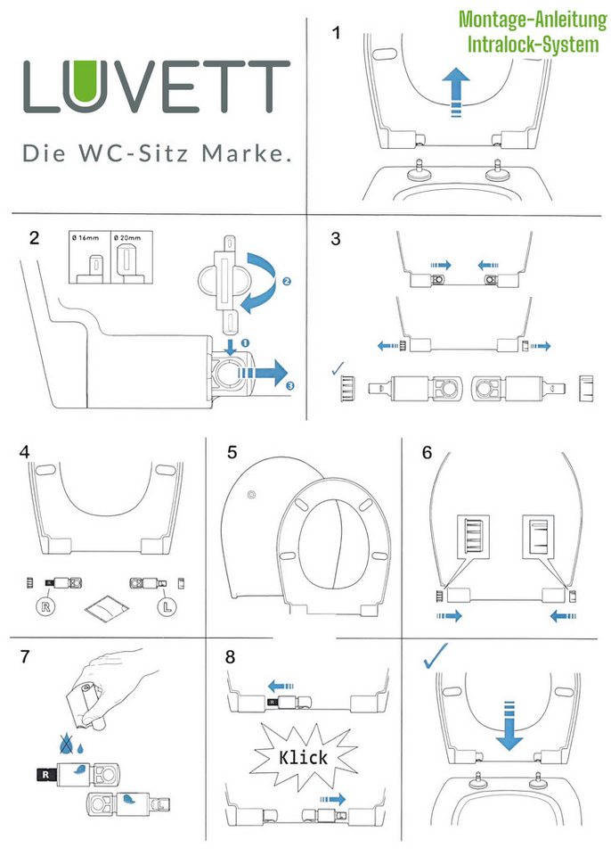 LUVETT WC-Sitz SoftClose Dämpfer-Set, Ersatzteil (2 Stück) für Absenkautomatik (Set, 1-St), Passend für zahlreiche Markenhersteller – Bild 4 von 5