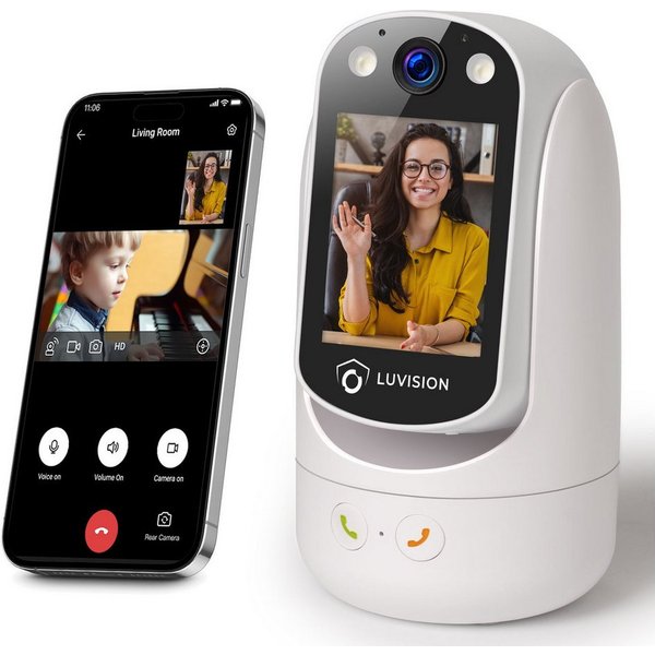 LUVISION Überwachungskamera WLAN PTZ Video KI Anrufkamera Telefonkamera für Senioren Überwachung (Innenbereich, 1-tlg., WLAN PTZ Überwachung Kamera Autotracking