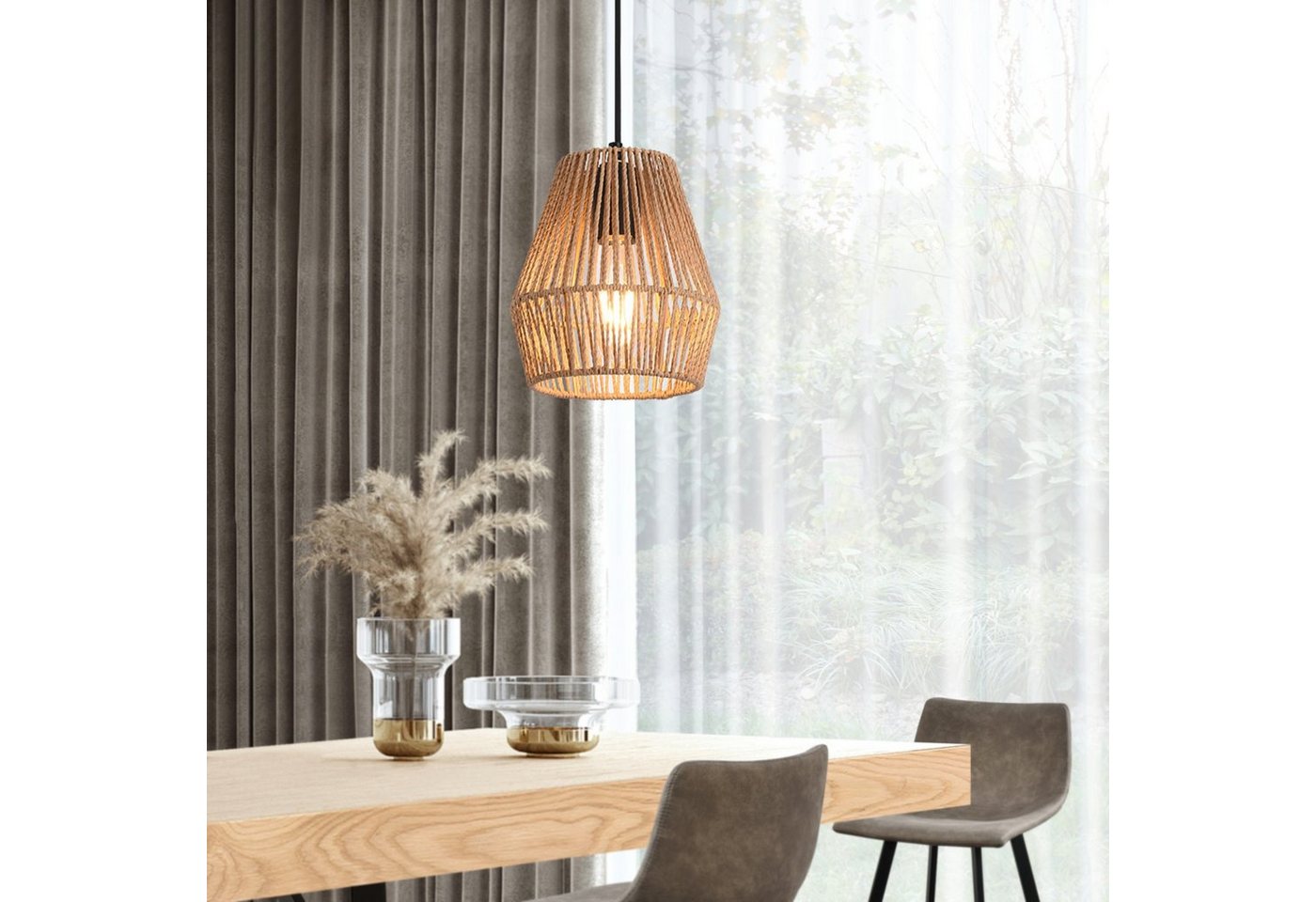 lux.pro Hängeleuchte, ohne Leuchtmittel, »Liverpool« 1x E27 160 x 18 cm Schwarz/Beige – Bild 2 von 5