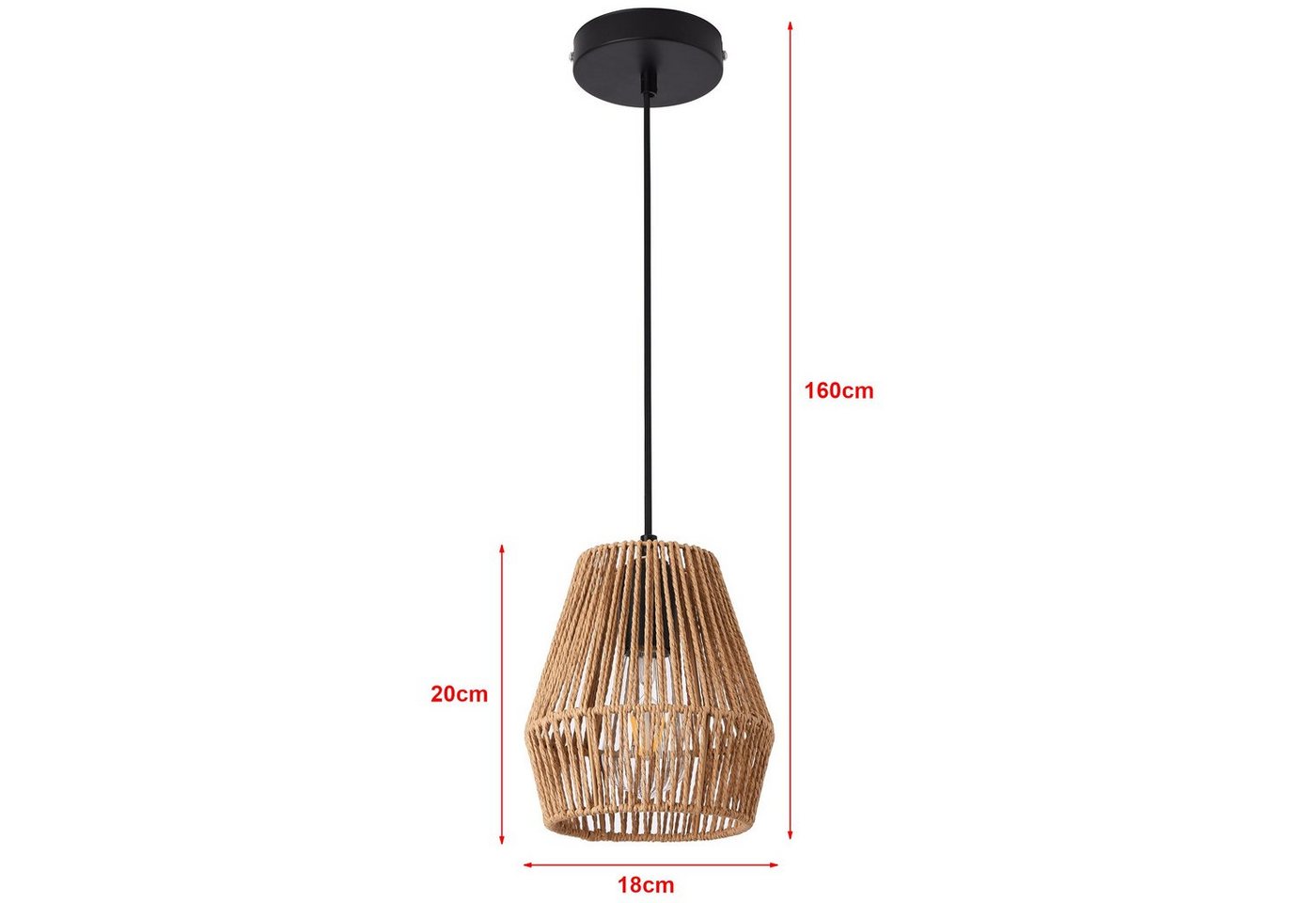 lux.pro Hängeleuchte, ohne Leuchtmittel, »Liverpool« 1x E27 160 x 18 cm Schwarz/Beige – Bild 4 von 5