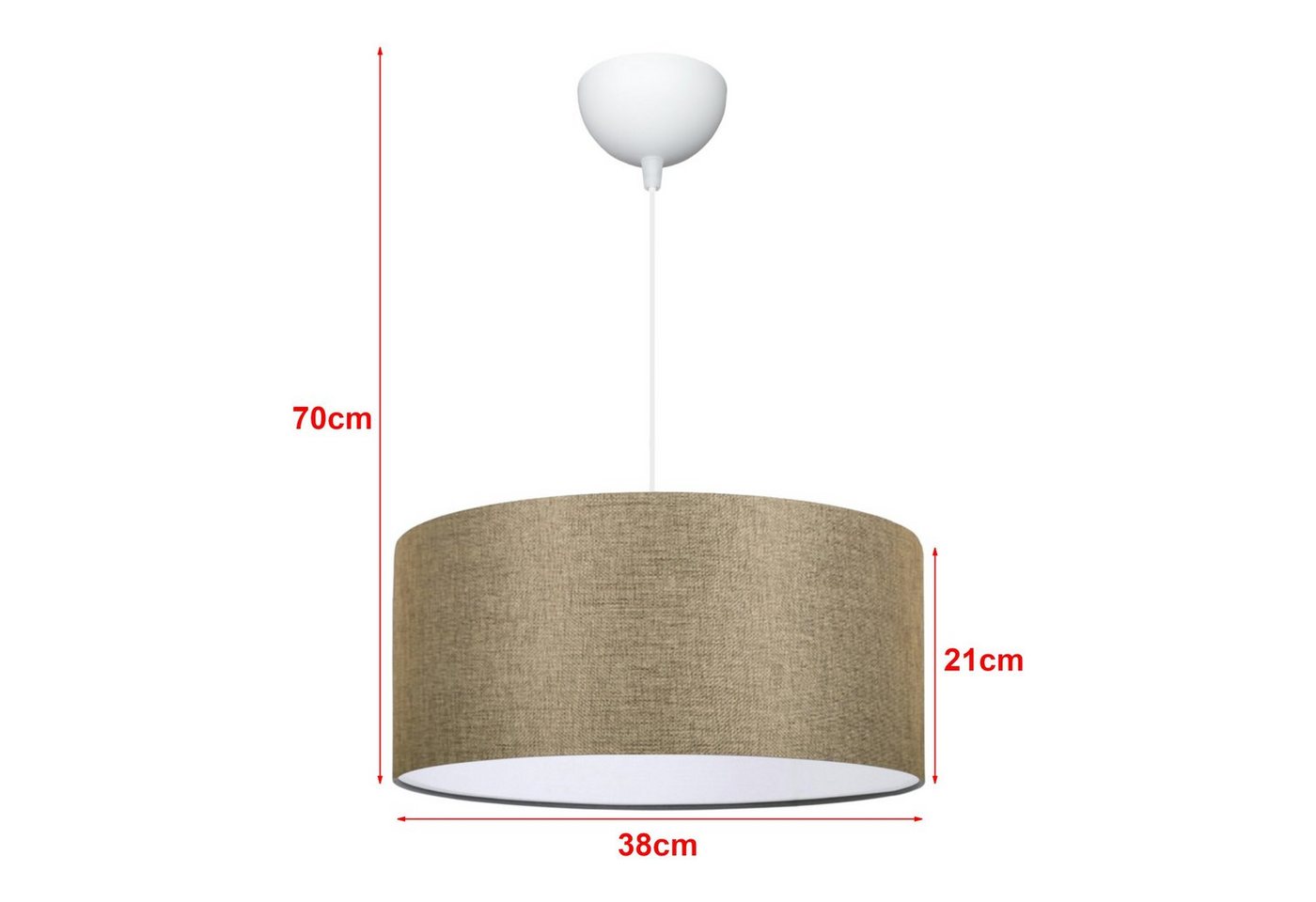lux.pro Hängeleuchten, ohne Leuchtmittel, »Sutton« 1 x E27 Stoff Ø38 cm Beige – Bild 3 von 3