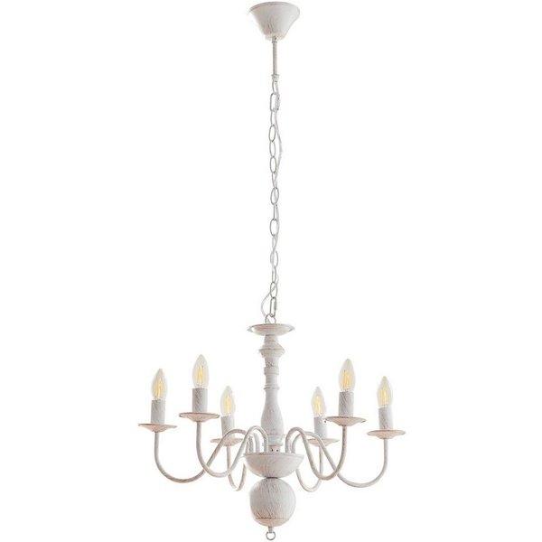 lux.pro Kronleuchter, ohne Leuchtmittel, »Berkeley« 6-flammig E14 Metall Shabby Chic Vintage-Weiß
