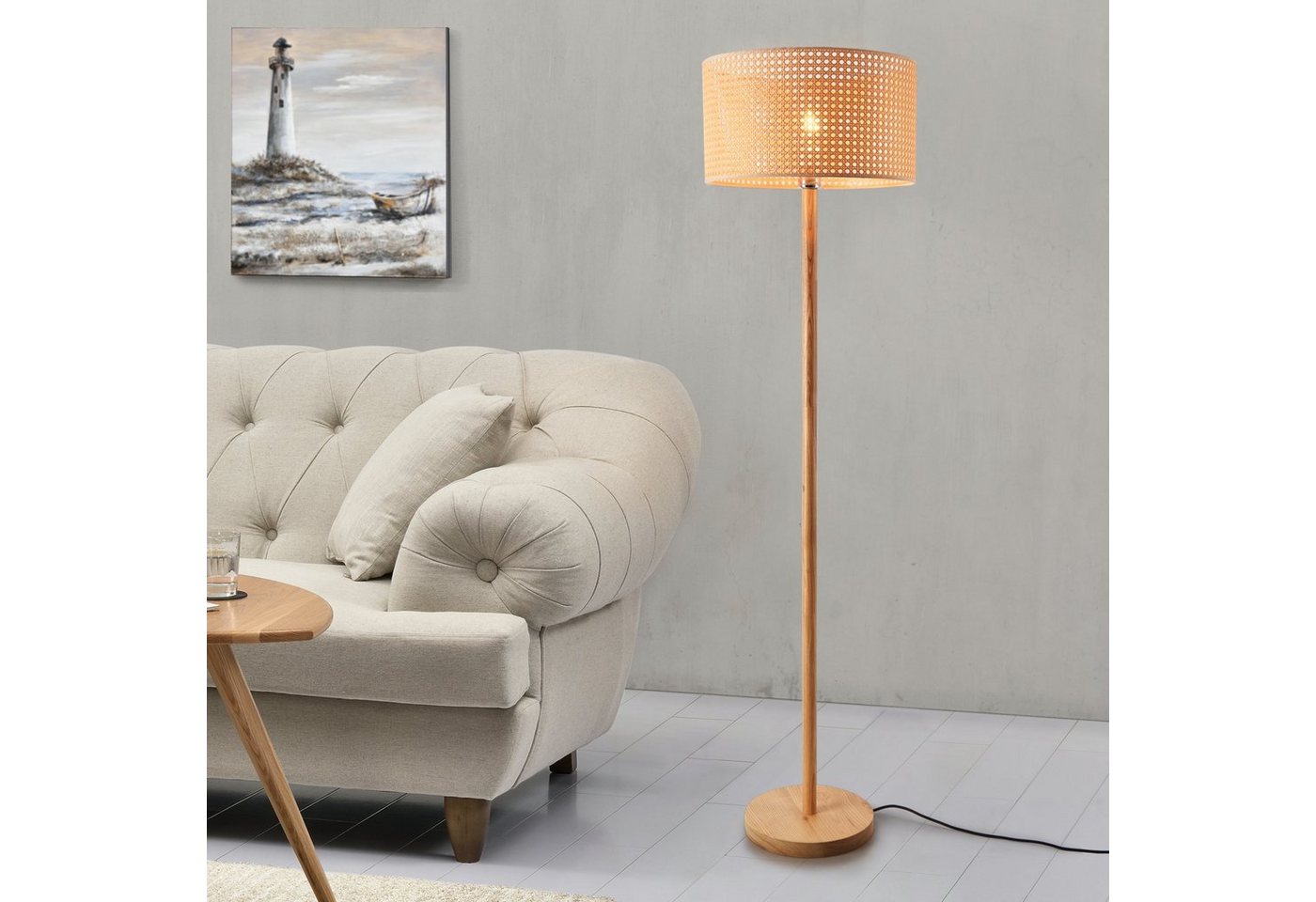 lux.pro Stehlampe, ohne Leuchtmittel, Rochdale Standlampe 1xE27 Gelbbraun – Bild 2 von 5