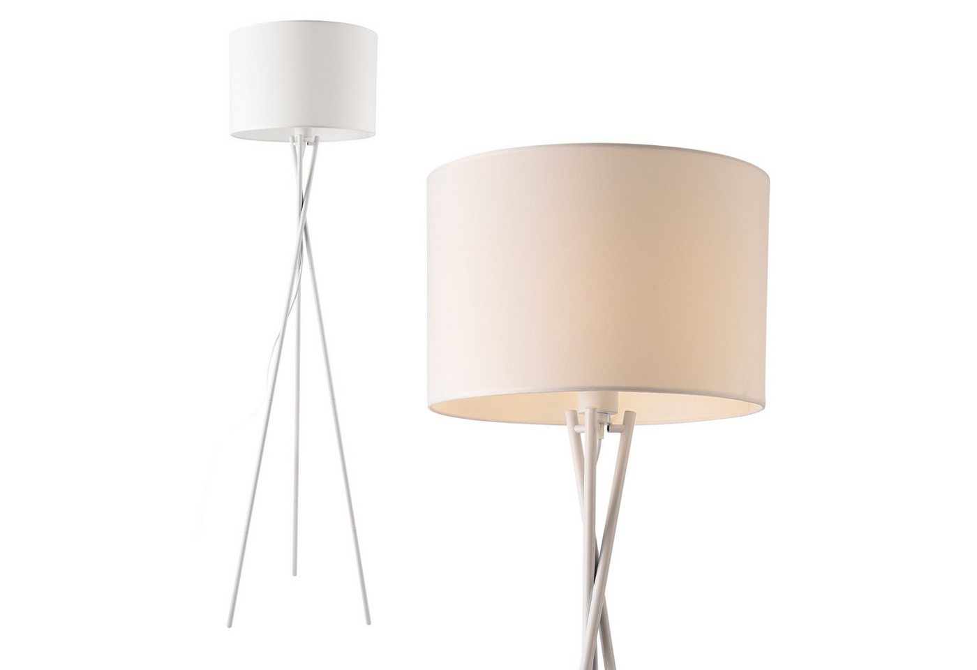 lux.pro Stehlampe, ohne Leuchtmittel, »Grenoble« Stehleuchte 154cm Dreifuß Weiß – Bild 2 von 4