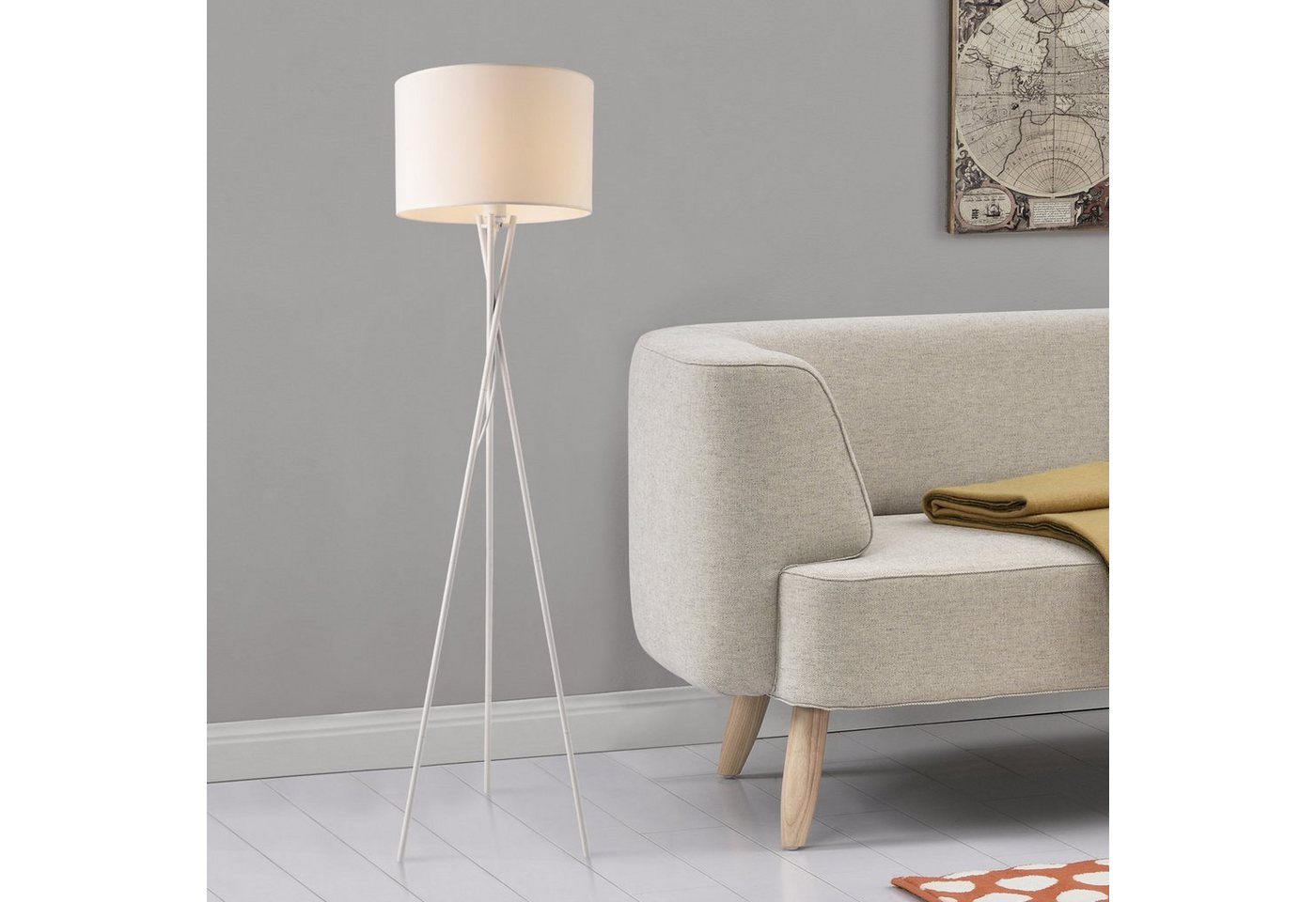lux.pro Stehlampe, ohne Leuchtmittel, »Grenoble« Stehleuchte 154cm Dreifuß Weiß – Bild 4 von 4