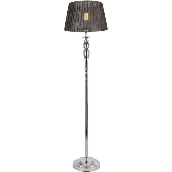 lux.pro Stehlampe, »Lingen« 1xE27 Metallgestell Stoff Schirm Chrom / Grau