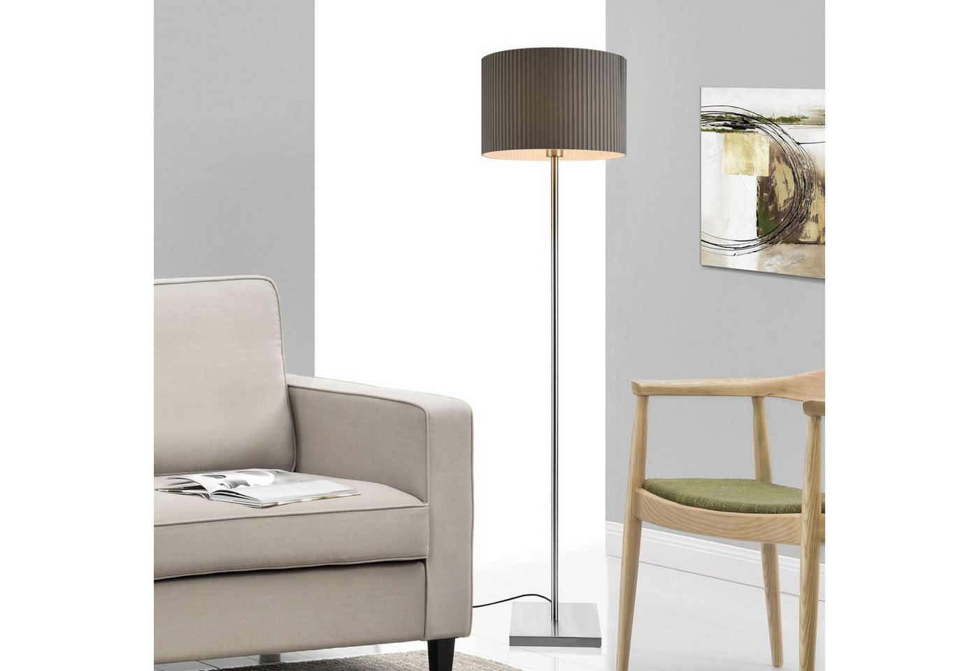 lux.pro Stehlampe, ohne Leuchtmittel, Stylische Stehleuchte »Coimbra« - Grau - 1x E27 – Bild 4 von 4