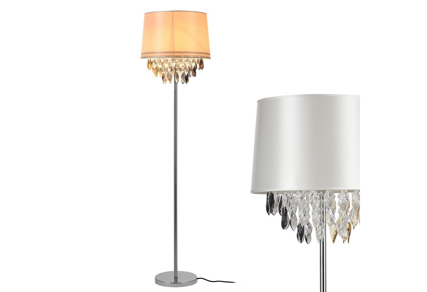 lux.pro Stehlampe, ohne Leuchtmittel, »Royality« 1xE27 mit weißem Schirm und bunten Kunstkristallen – Bild 2 von 4