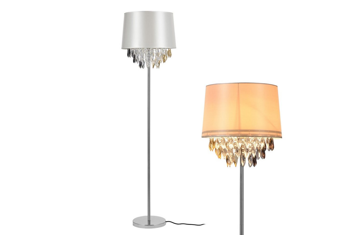 lux.pro Stehlampe, ohne Leuchtmittel, »Royality« 1xE27 mit weißem Schirm und bunten Kunstkristallen – Bild 4 von 4