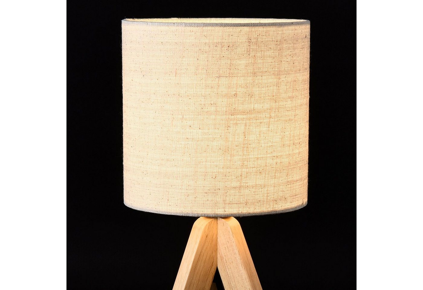 lux.pro Tischleuchte, ohne Leuchtmittel, »Koblenz« Tischlampe Tripod beige aus Leinen – Bild 3 von 4