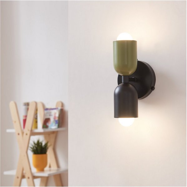 lux.pro Wandleuchte, ohne Leuchtmittel, »Trorlos« 2-flammig Metall 22 x 12 x 12 cm Grün/Schwarz