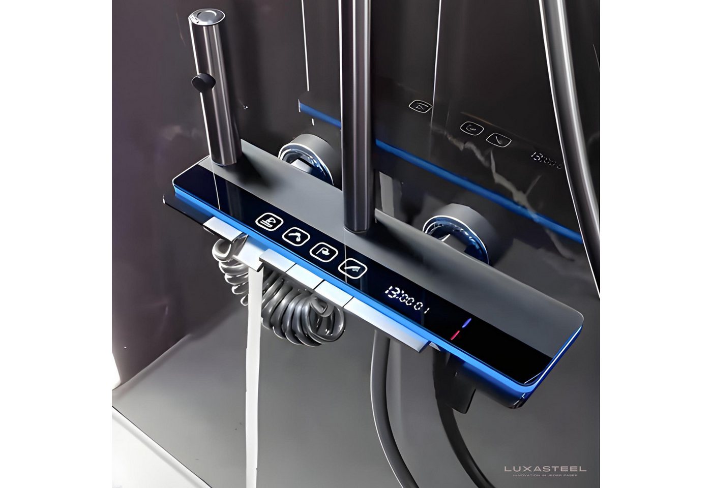 LuxaSteel Duscharmatur Duschsystem mit LED-Beleuchtung & Display (Komplett-Set, Direkt einsatzbereit) Regendusche Komplettset mit LED-Beleuchtung & Display – Bild 4 von 5