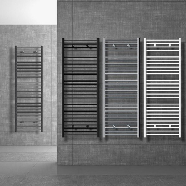 LuxeBath Badheizkörper Designheizkörper Handtuchtrockner Handtuchheizkörper Handtuchheizung, Heizstab 300W Weiß 500x800mm gerade mit Seitenanschluss