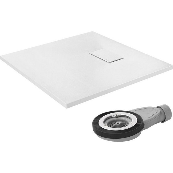 LuxeBath Duschwanne Duschtasse Brausetasse mit Ablaufgarnitur und Anti-Rutsch-Oberfläche, Quadratische Brausewanne 80x80cm mit Siphon Weiß H:30 mm extra flache