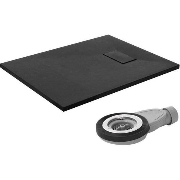 LuxeBath Duschwanne Duschtasse Brausetasse mit Ablaufgarnitur und Anti-Rutsch-Oberfläche, Rechteckige Brausewanne 90x70 cm mit Siphon Höhe 30 mm extra flache