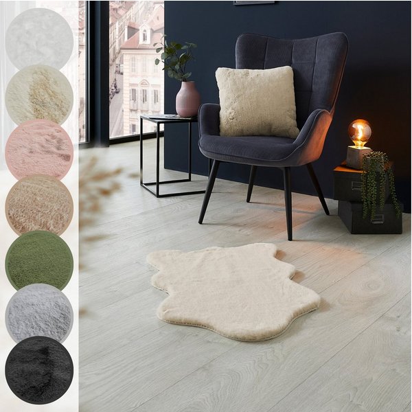 LUXOR living Fellteppich Novara, fellförmig, Höhe: 25 mm, Kunstfell, weiche Kaninchenfell-Haptik, waschbar, auch als 2er Set
