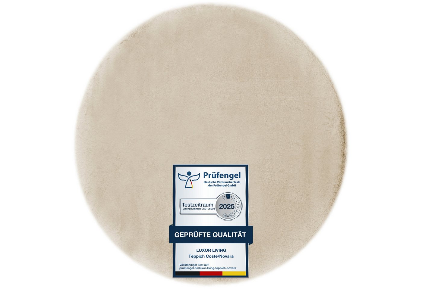 LUXOR living Fellteppich Novara, rund, Höhe: 25 mm, Kunstfell, Kaninchenfell-Haptik, besonders weicher Hochflor – Bild 2 von 5